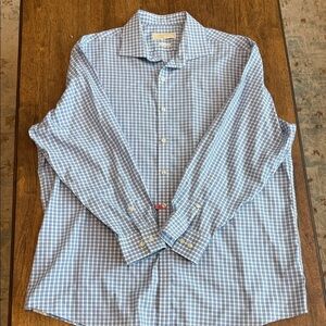Michael Kors Blue and White Checkered Casual Shirt